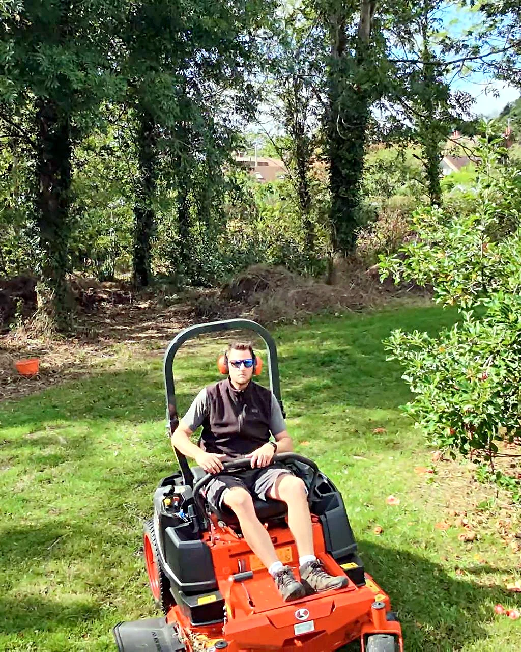 Tom on a Kubota zero turn mower